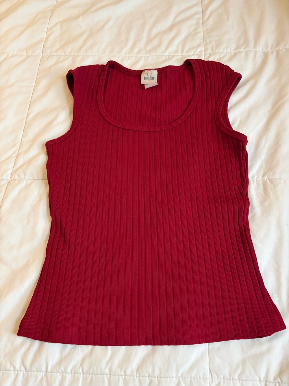 GENERATION Y Ribbed Scoop Tank - Crimson Red